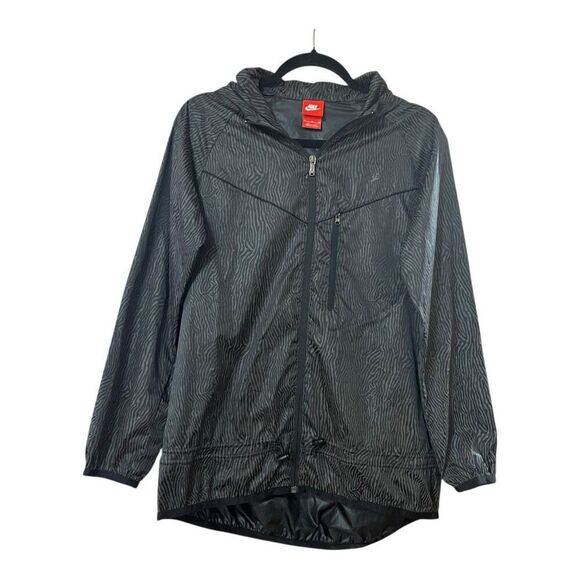 Nike Windrunner Lightweight Jacket Womens Size M Zebra Print Black Gray - Picture 1 of 4